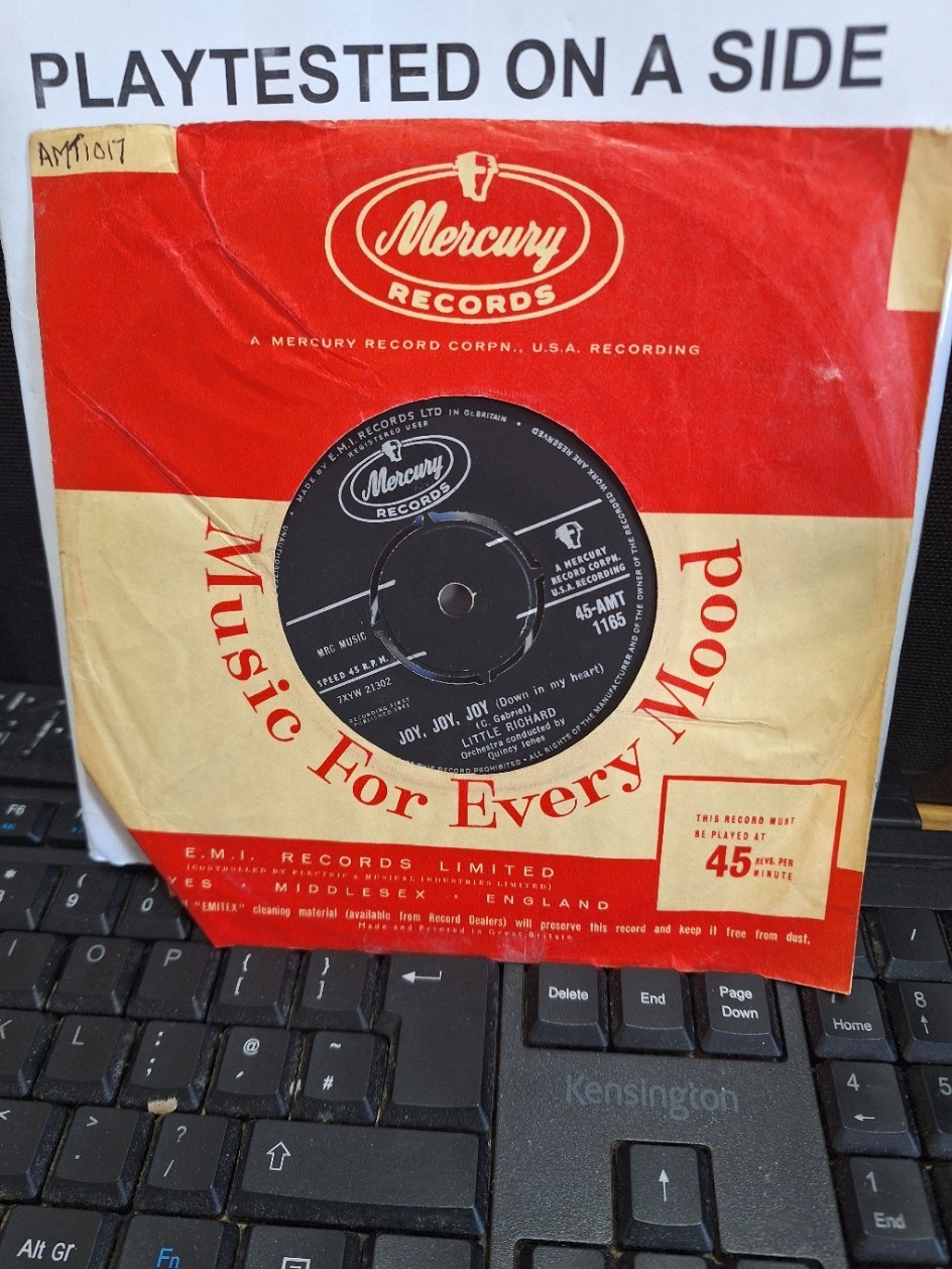 LITTLE RICHARD JOY JOY JOY DOWN IN MY HEART MERCURY UK  VG++ 7" 45 VINYL TESTED