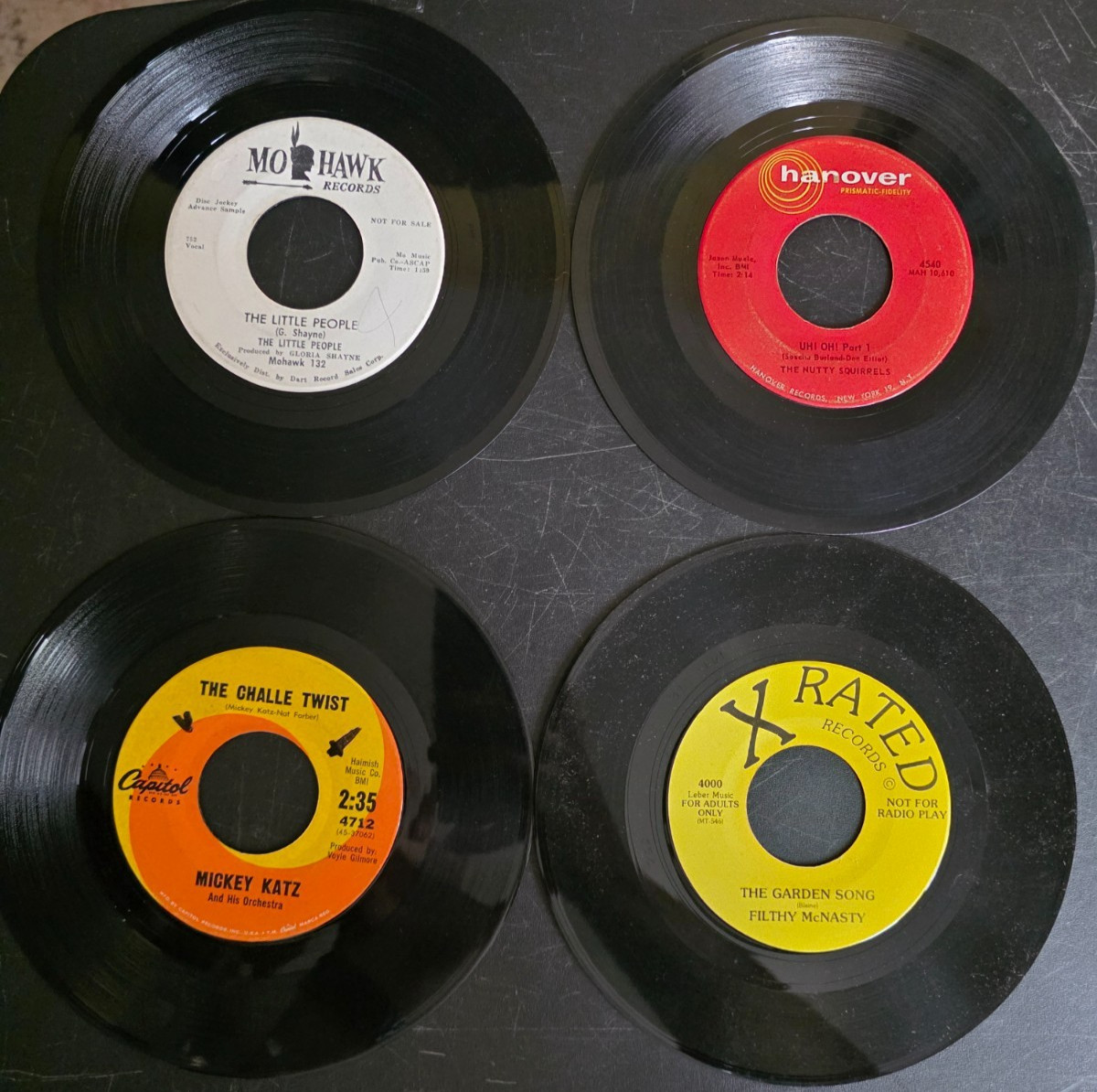 BIN Lot of 16 Comedy/Novelty/Ads on 45s / 7" Singles, Various Eras/Labels