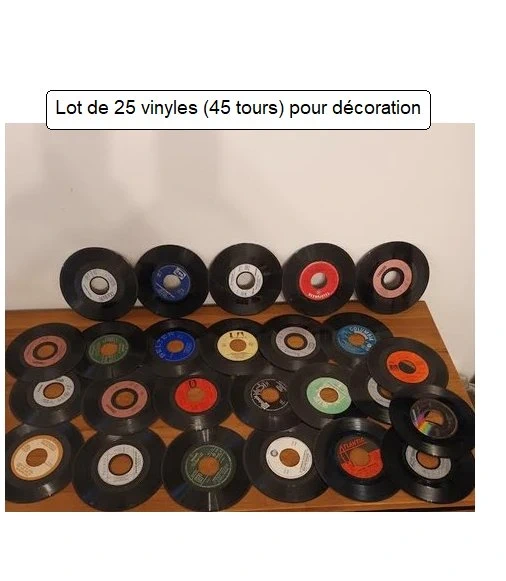 Lot de 25 vinyles (45 tours) pour décoration