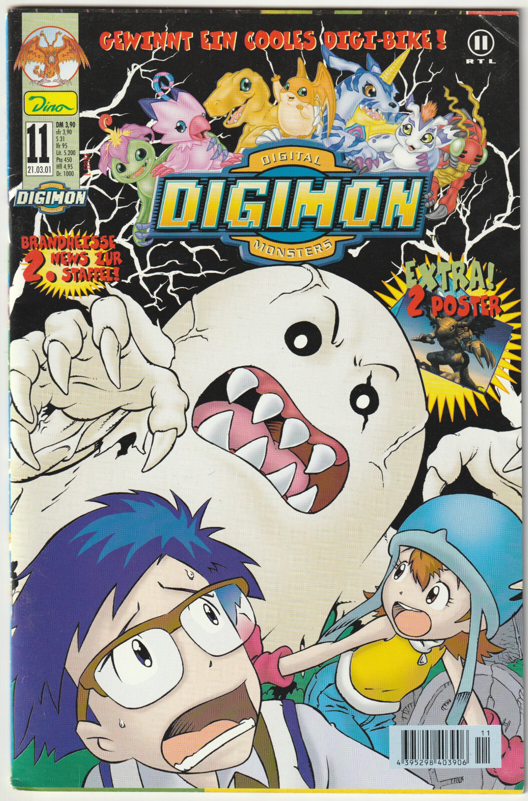 ✪ DIGIMON #11 + Poster, Dino Comics 2001 MANGA-COMICHEFT Z1/1-
