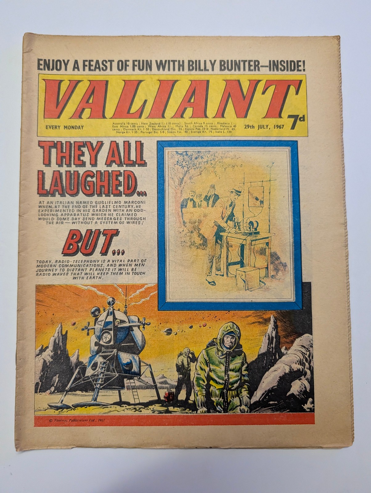Valiant Comic 29th July 1967, Fleetway Publications.