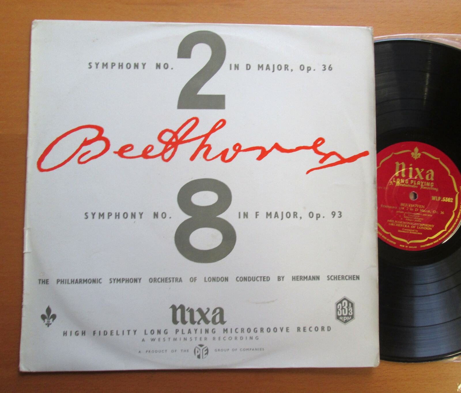 WLP 5362 Beethoven Symphony no. 2 & 8 Hermann Scherchen PYE Nixa EX