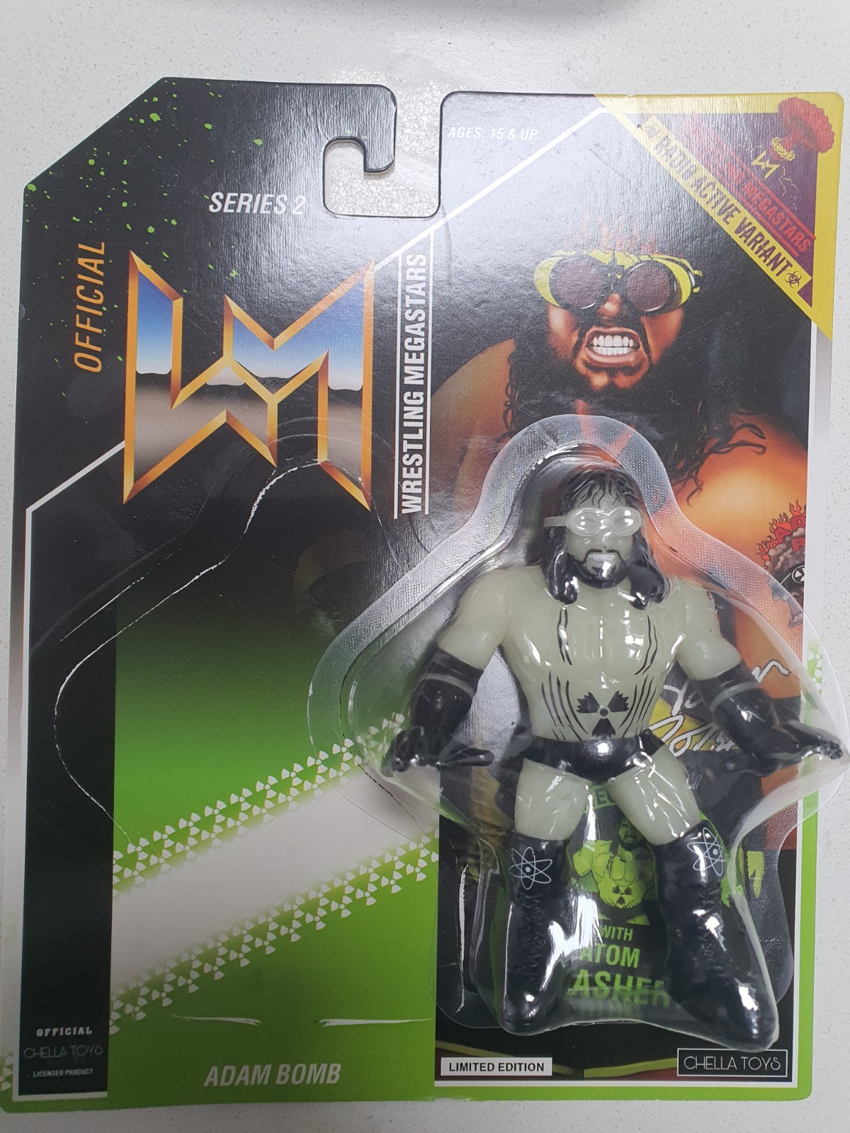 WWE EPIC TOYS CHELLA ADAM BOMB GLOW IN DARK WRESTLING FIGURE WWF HASBRO