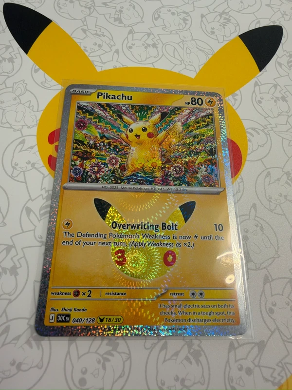 Pokémon 30th Celebration Pikachu 040/128 Holo 18/30 Inglês