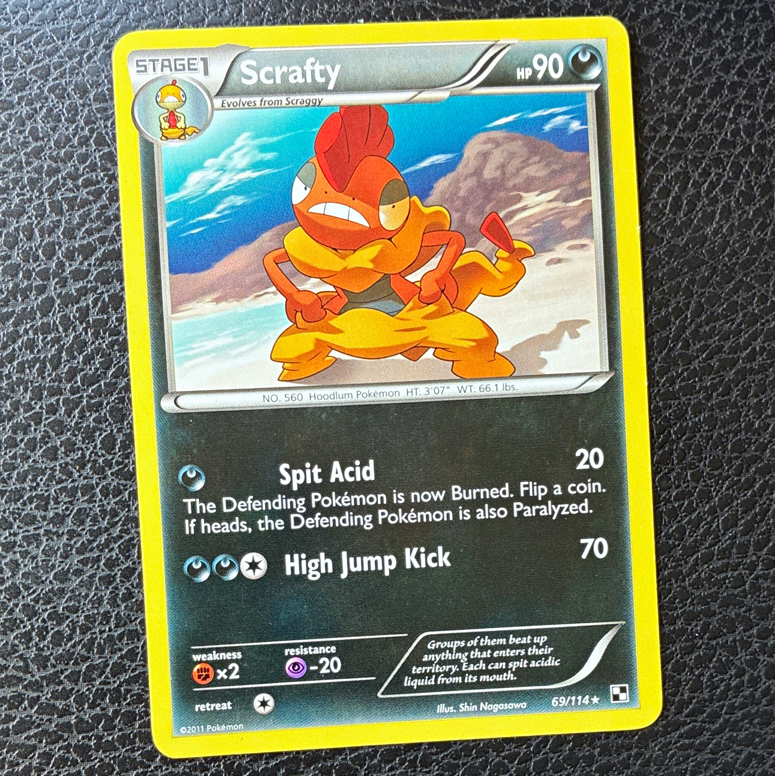 Pokémon TCG Scrafty 69/114 Black & White Uncommon Stage 1 90 HP Eng