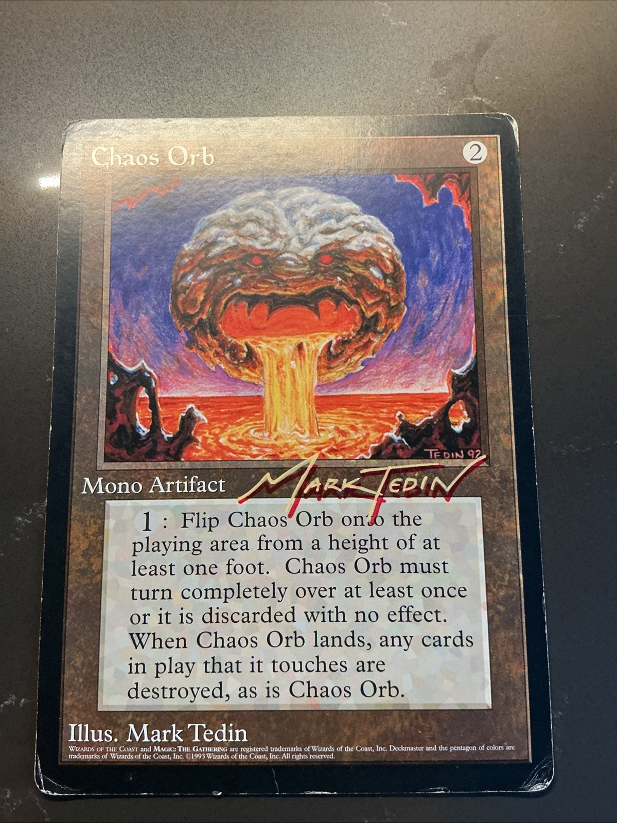 Artist Shadow Signed MTG Chaos Orb Oversized Jumbo Card Mark Tedin