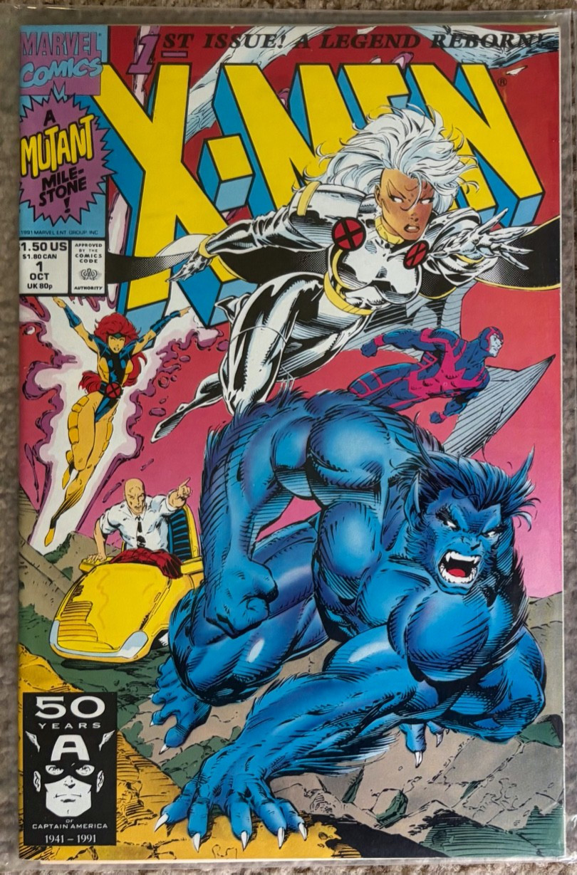 X-MEN #1 Una leggenda rinata! Marvel Comics 1991. Jim Lee Art con tavola e borsa.
