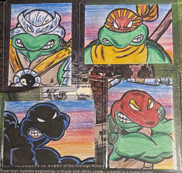 Nate Rosado TMNT Hand Signed Sketch Card Lot (4) Leo, Mikey, Raph, Donnie 2026