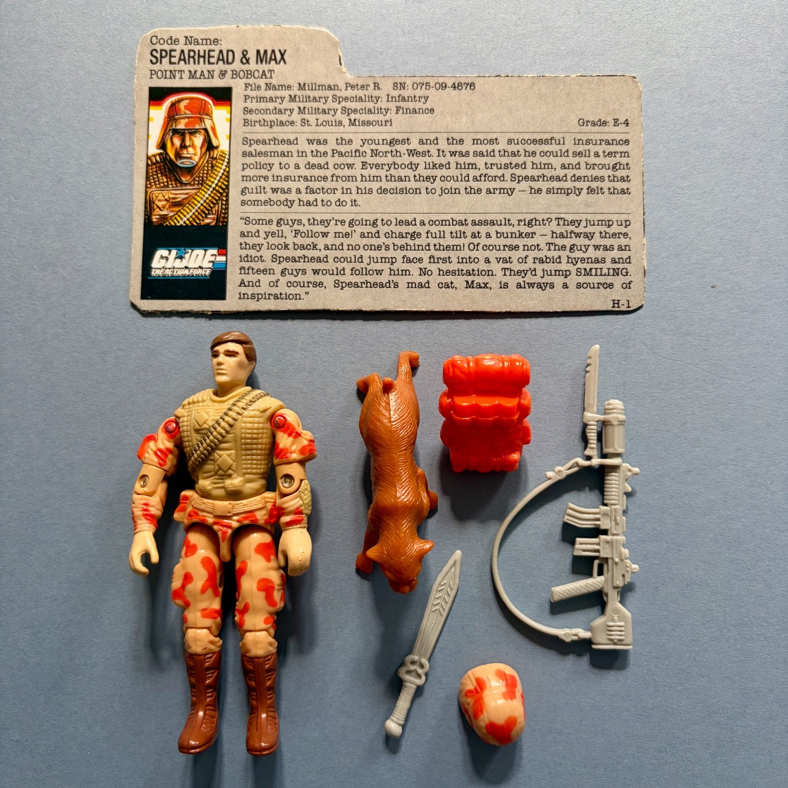 Vintage Action Force G.I. Joe - 1988 - Spearhead and Max - Figure with File Card