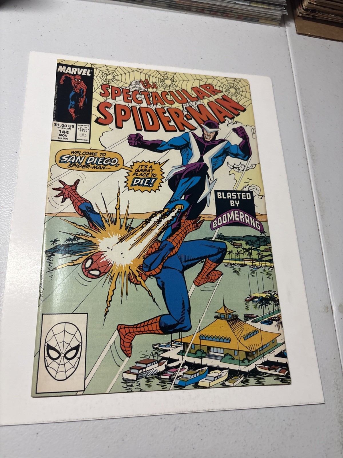 Spettacolare Spider-Man #144 1988 Marvel Comics Boomerang Combiniamo Spedizione ��