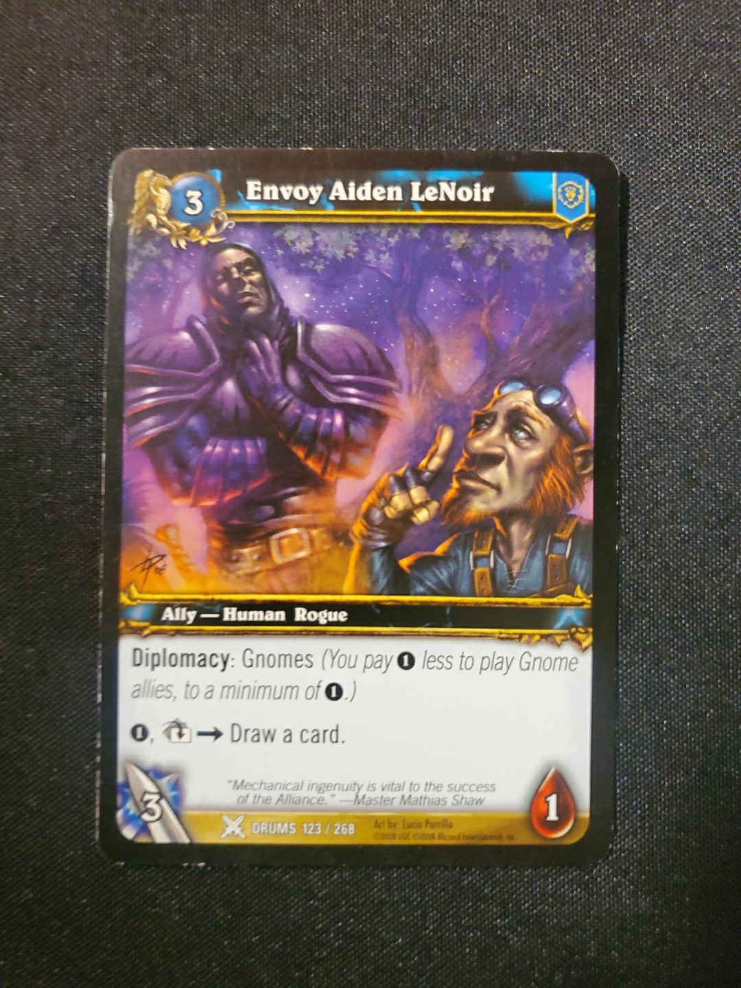 Envoy Aiden LeNoir Drums 123 / 268 Lucia Purrillo World of Warcraft CCG TCG LP '