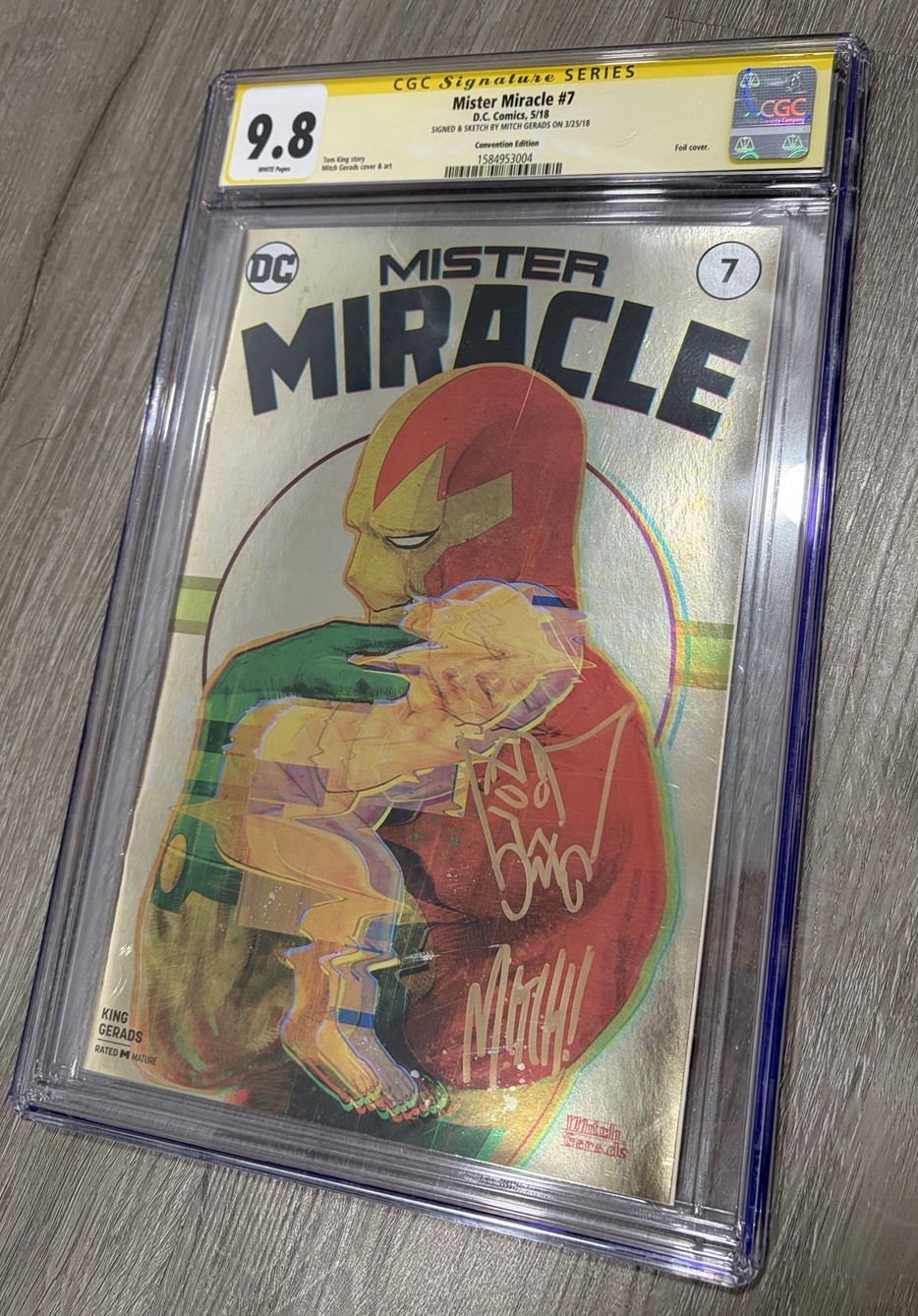 MISTER MIRACLE #7 CGC 9.8 NM Foil Con Excl SIGNED & SKETCHED By Mitch Gerads