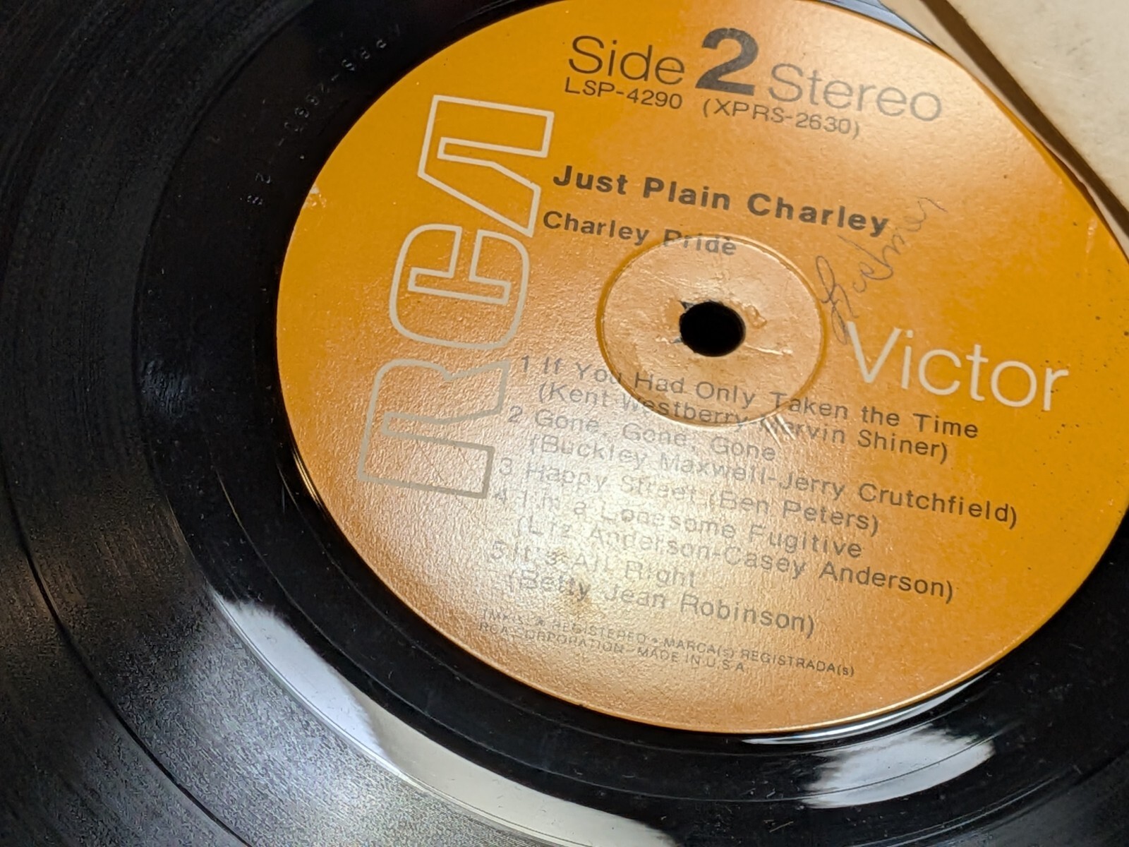 Charley Pride Just Plain Charley RCA Victor LSP-4290 Vinyl LP 1970 Country