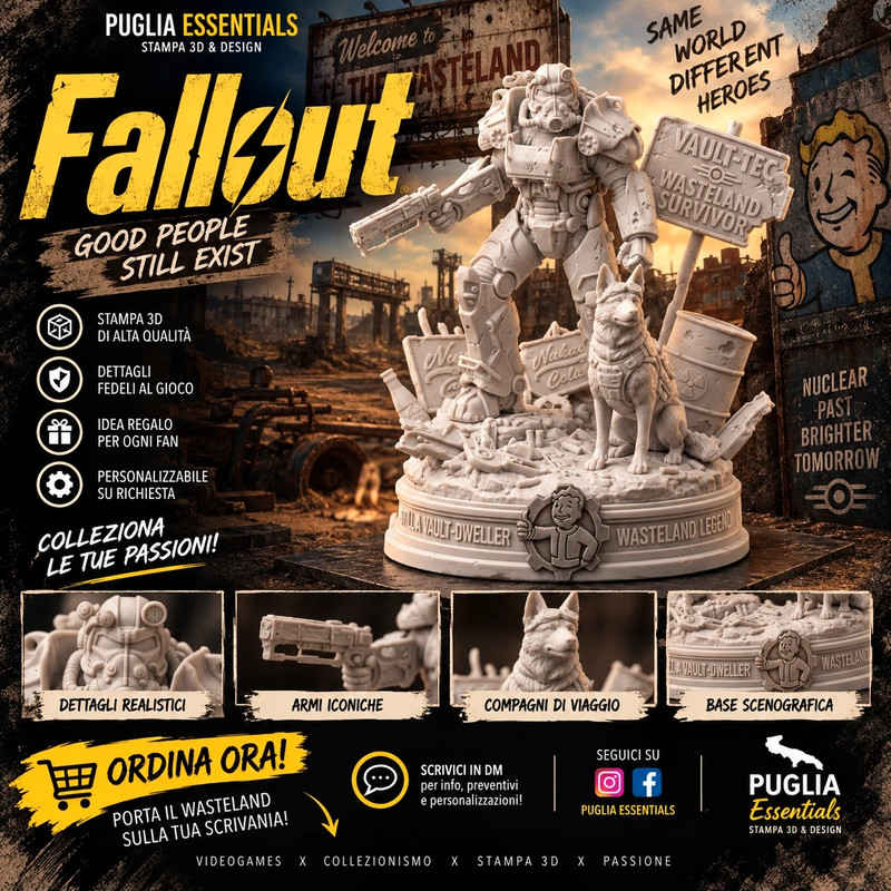 Statuetta Fallout Wasteland e Dogmeat