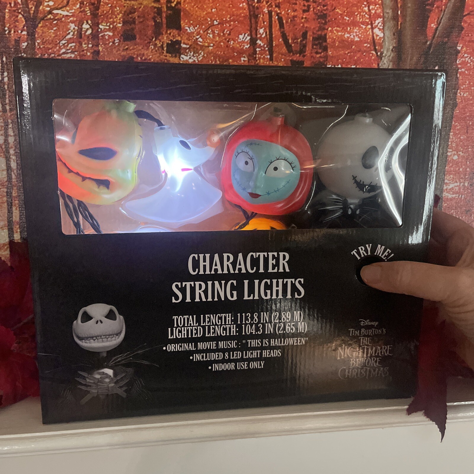 L'incubo prima di Natale Halloween set luci stringa musicale Jack Sally nuovo