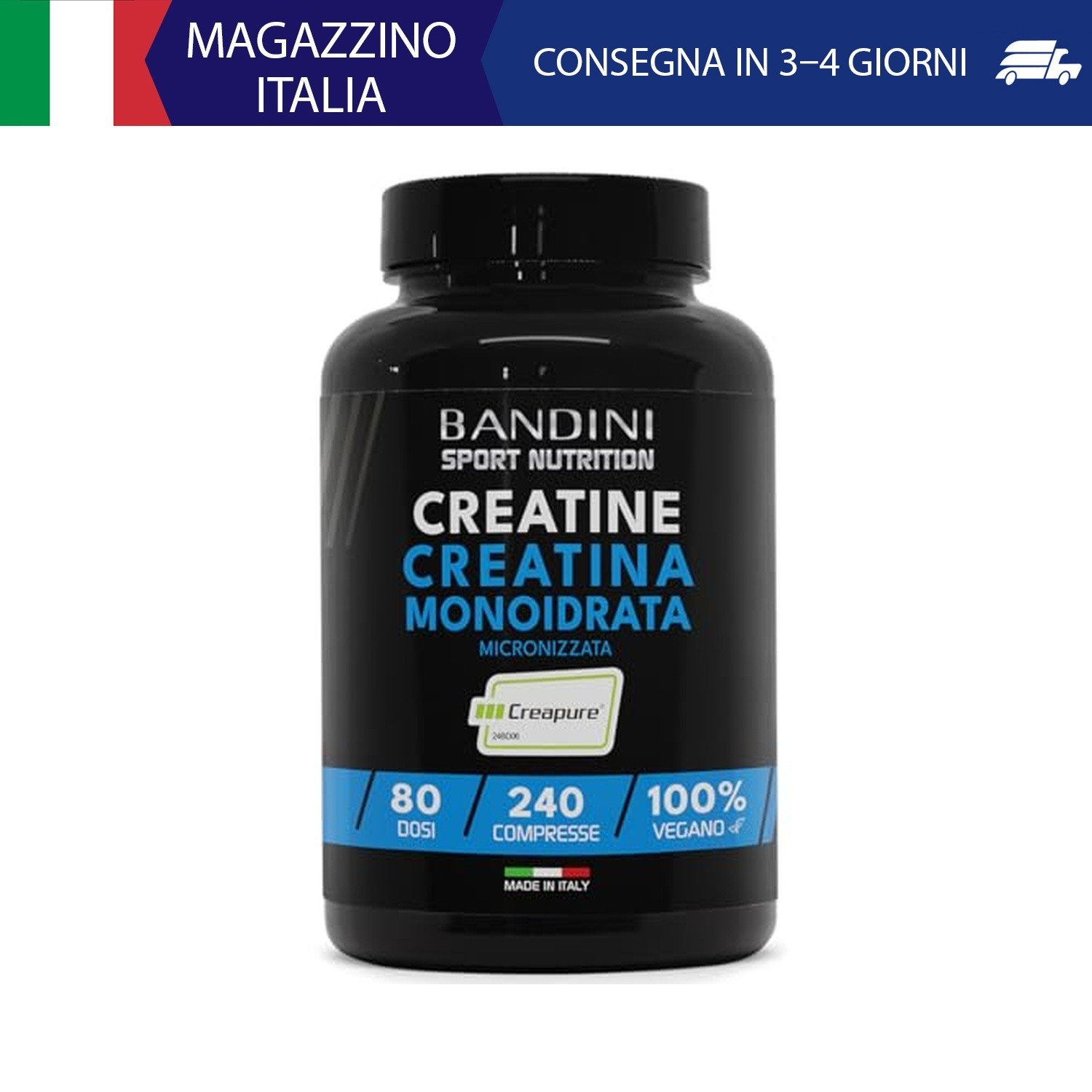 Bandini® Creatina CREAPURE® Monoidrata 240 Compresse - Integratore per Allenamen