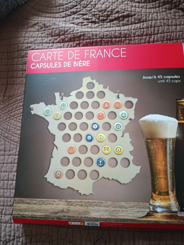 Carte de France pour capsules de champagne ou biere