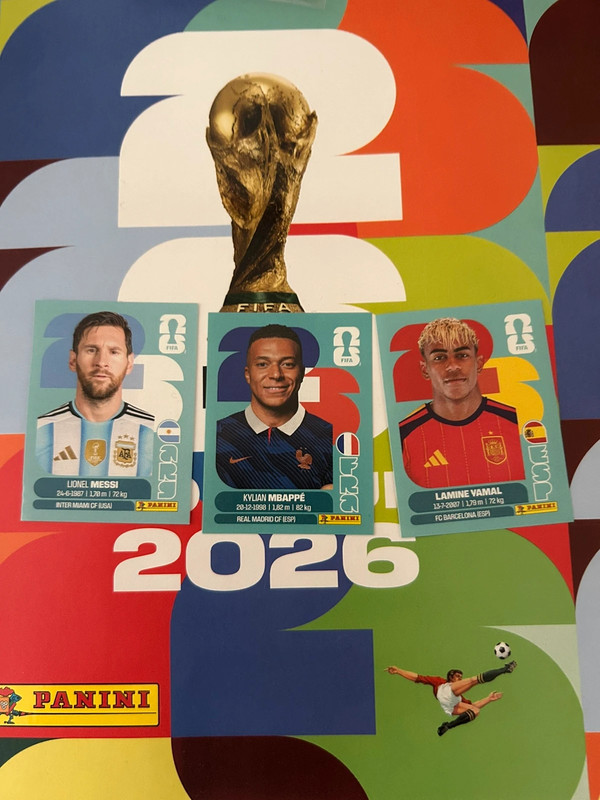 Stickers Messi, Mbappe e yamal panini world cup 2026