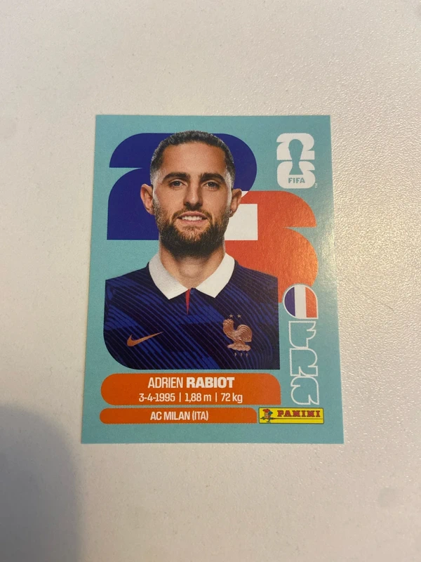 Sticker panini coupe du monde 2026 - Adrien Rabiot