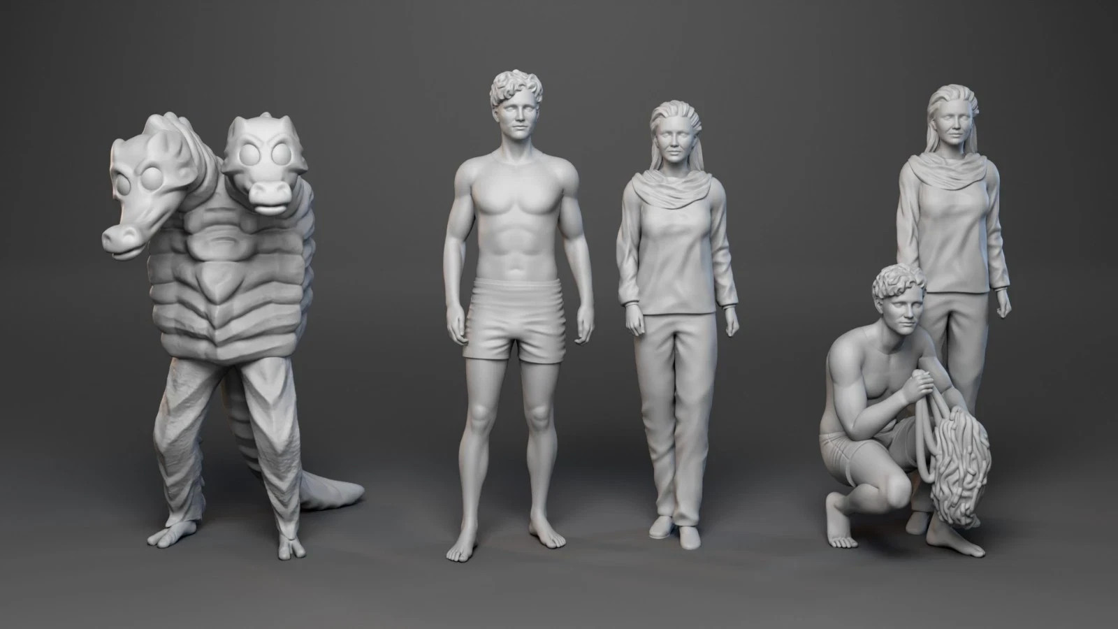 UOMO DI ATLANTIS Patrick Duffy set 5 figure stampate in 3D scala 1:35 1:24 1:18