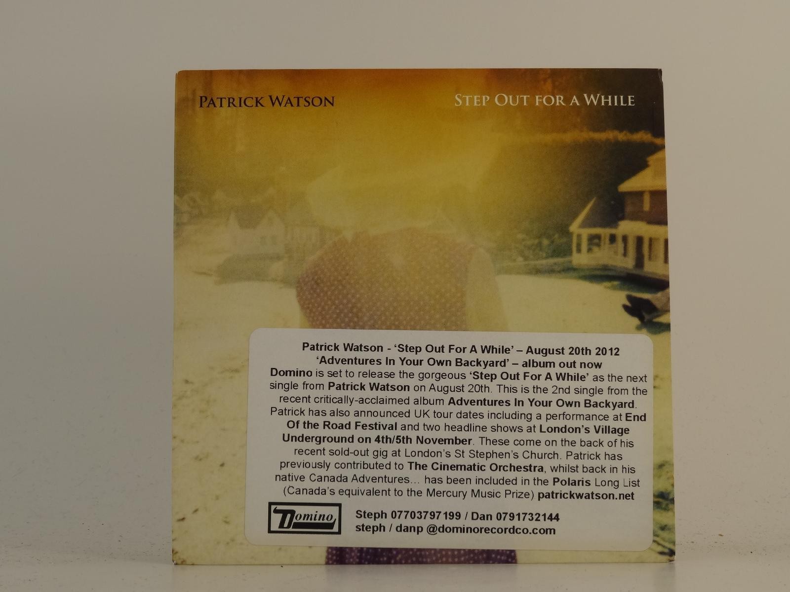 PATRICK WATSON STEP OUT FOR A WHILE (H1) 2 Track Promo CD Single plus Card Sleev