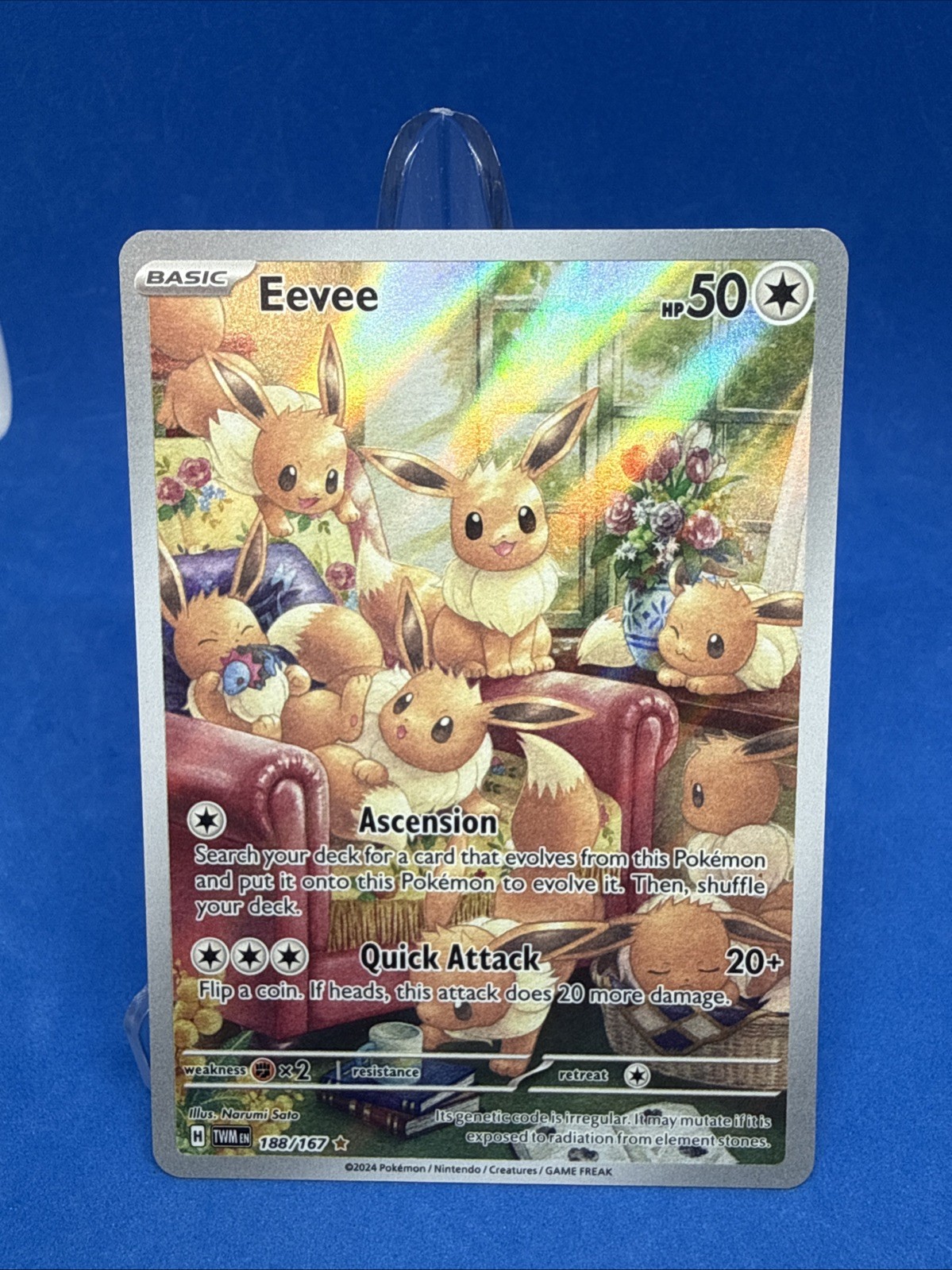 Pokemon Eevee 188/167 Holo Illustration Rare Twilight Masquerade 2024 NM IR