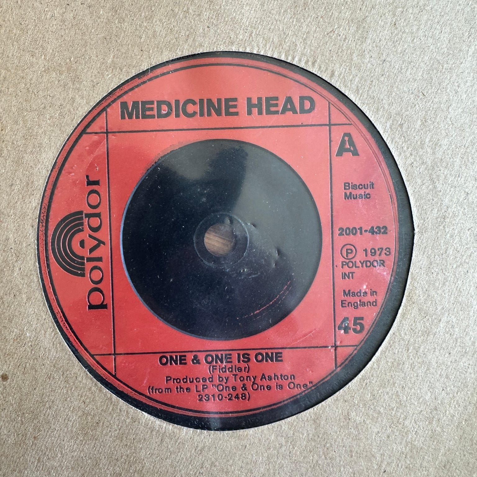 Medicine Head – One & One Is One 7" Single 1973 Polydor Blues Rock 45 RPM