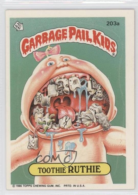 1986 Topps Garbage Pail Kids Series 5 Toothie Ruthie #203a 1s7