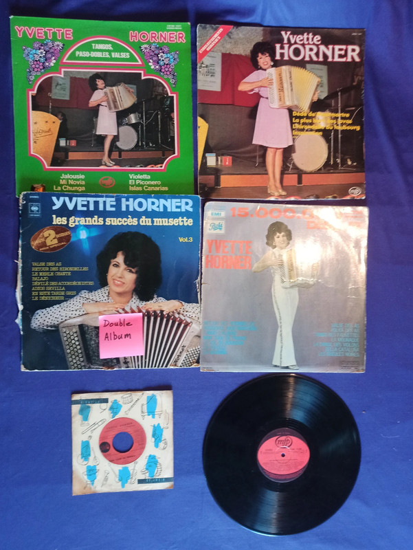 Lot de 7 Disques vinyles 5 33trs (dont 1 double album) et 1 45trs Yvette Horner