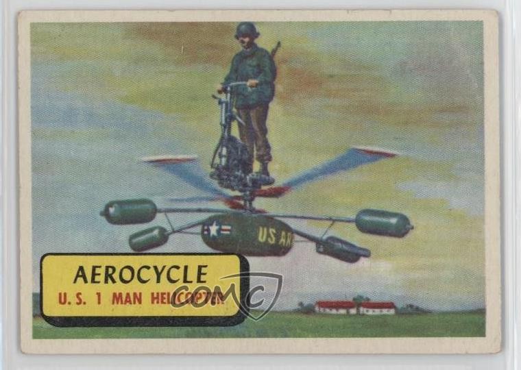 1957 Topps Planes of the World Aerocycle dorso blu #42 0i4g