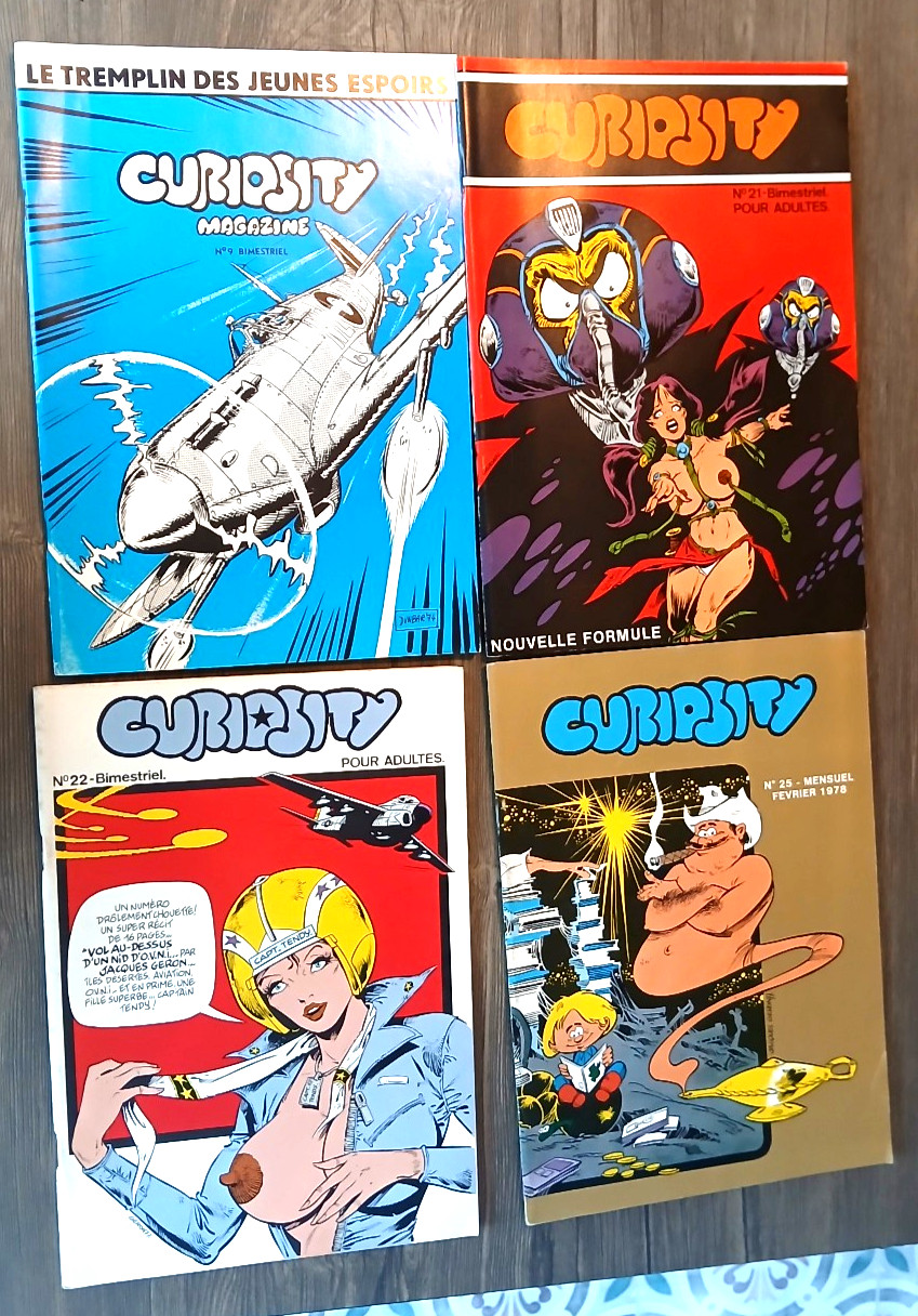 lot 4 BD magazine CURIOSITY n° 9.21.22.25 michel DELIGNE 1977/1978 GERON JOST