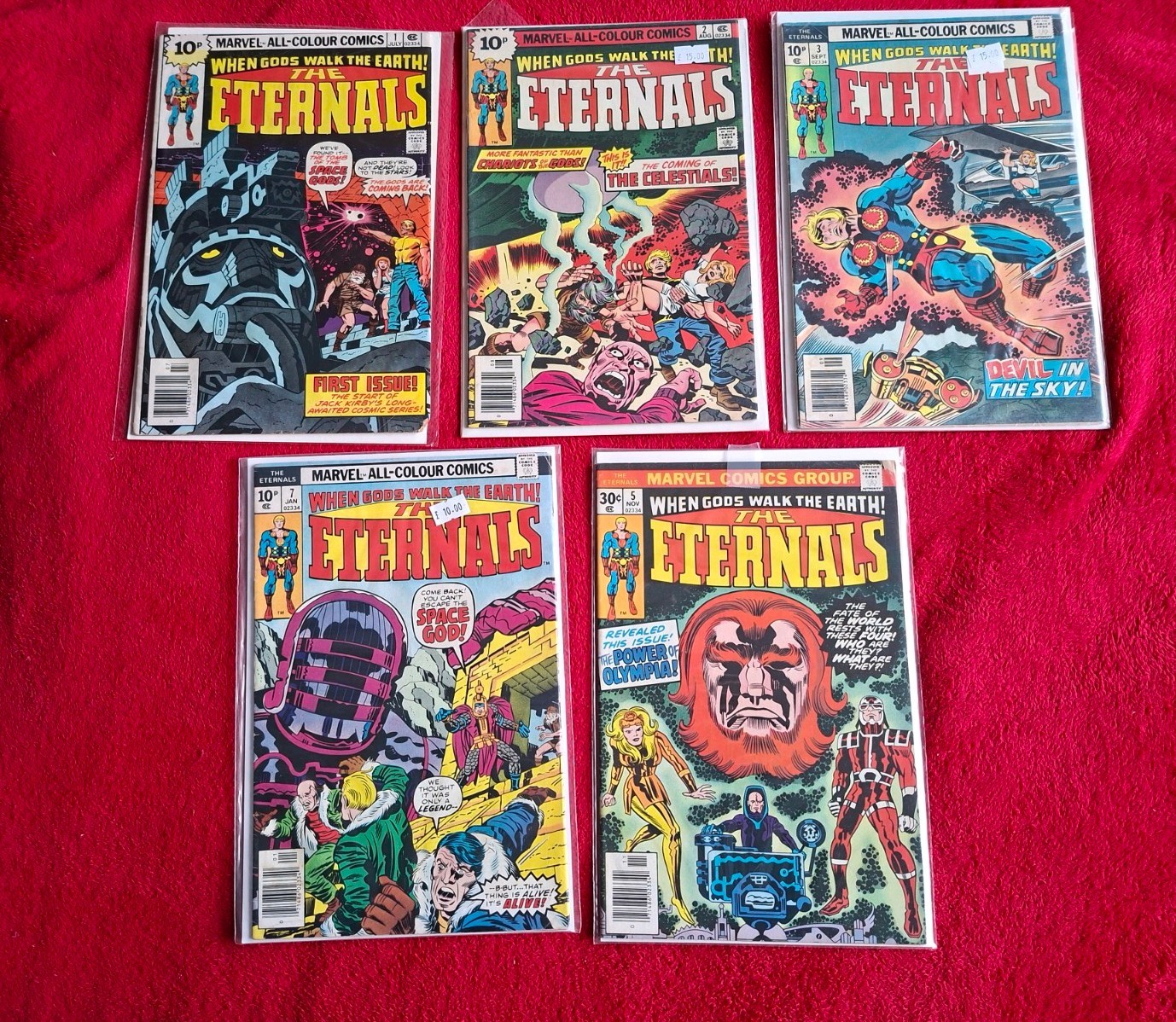The Eternals #1 2 3 5 7 1st app of All Eternals Jack Kirby Marvel Comis set of 5