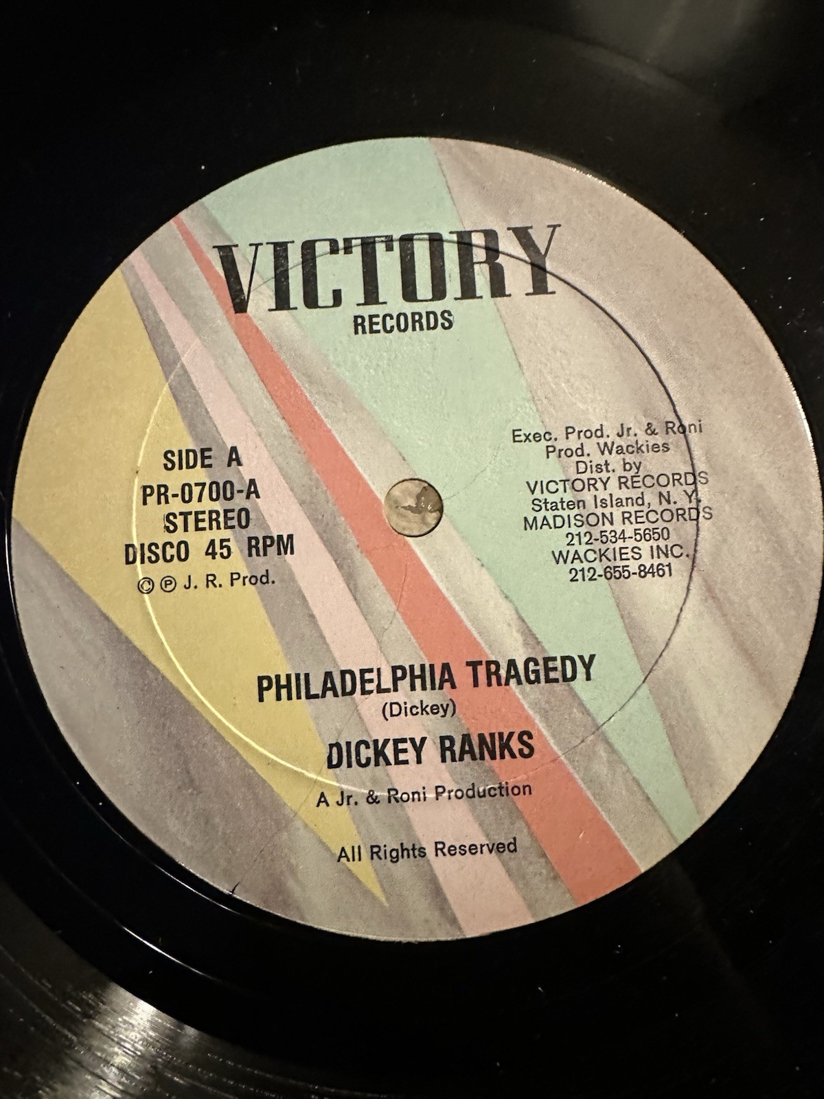 Dickey Ranks Philadelphia Tragedy Herb Smoker 12" Vinyl Victory PR-0700 Reggae