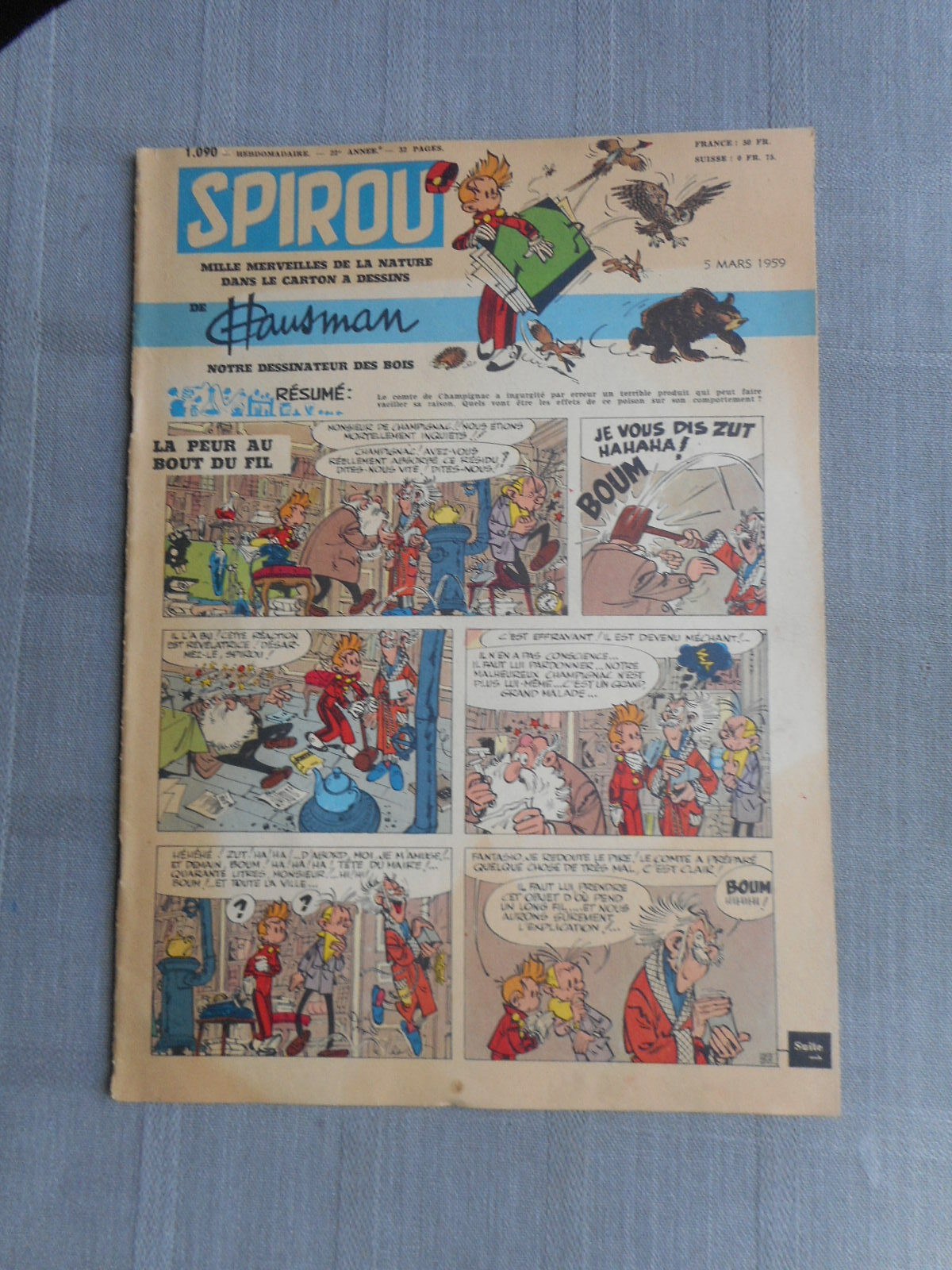 Lilla Il Giornale Di Spirou N° 1090 1959 Condizioni/Molto Condizioni