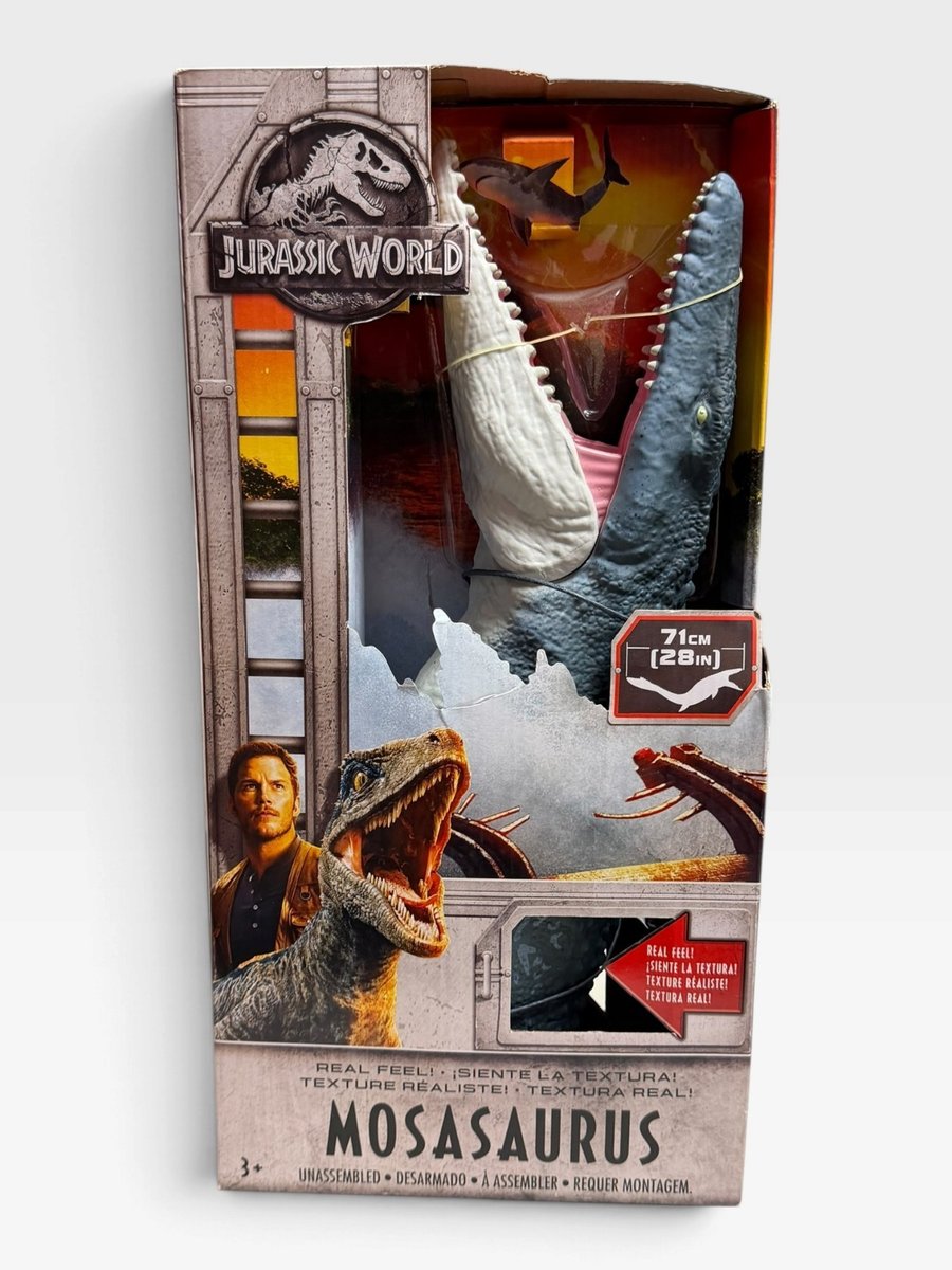 Mattel Jurassic World Mosasaurus Real Feel 28 pollici in scatola