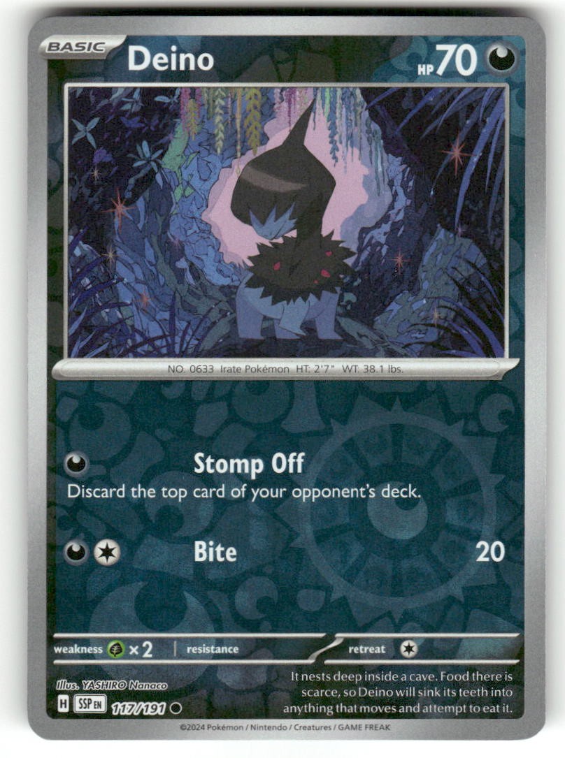 Deino 117/191 Common Surging Sparks Pokemon Reverse Holo Near Mint