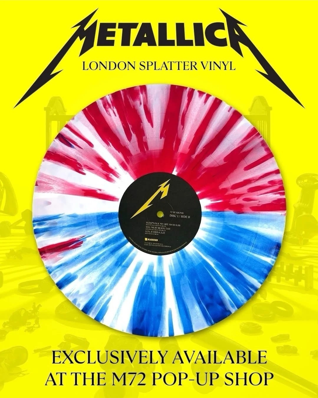 Metallica 72 Seasons Vinyl Splatter London UK 2026 Pop Up Store Sealed