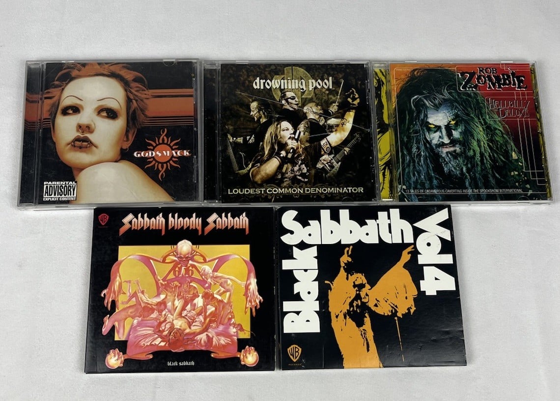 Hard Rock/ Metal CD Lot Of 5 Black Sabbath, Rob Zombie, Drowning Pool, Godsmack
