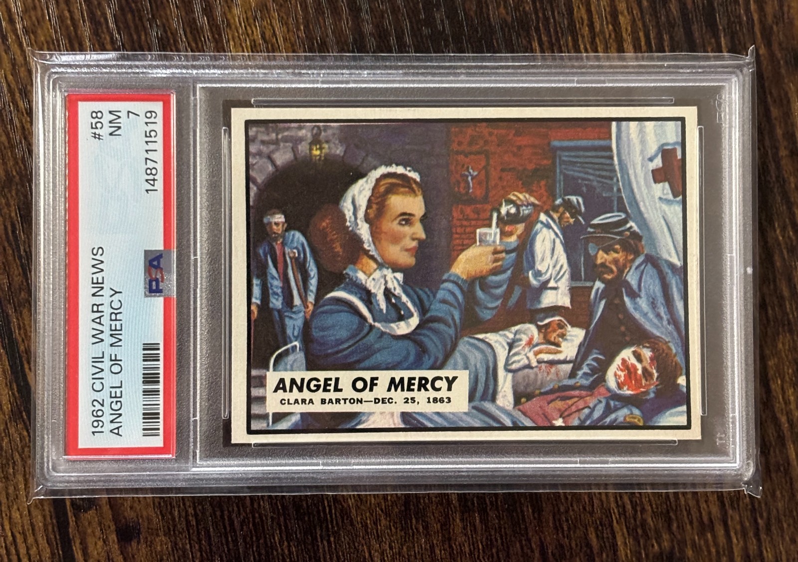 1962 Topps Civil War News #58 Angelo della Misericordia PSA 7 NM carta non sportiva