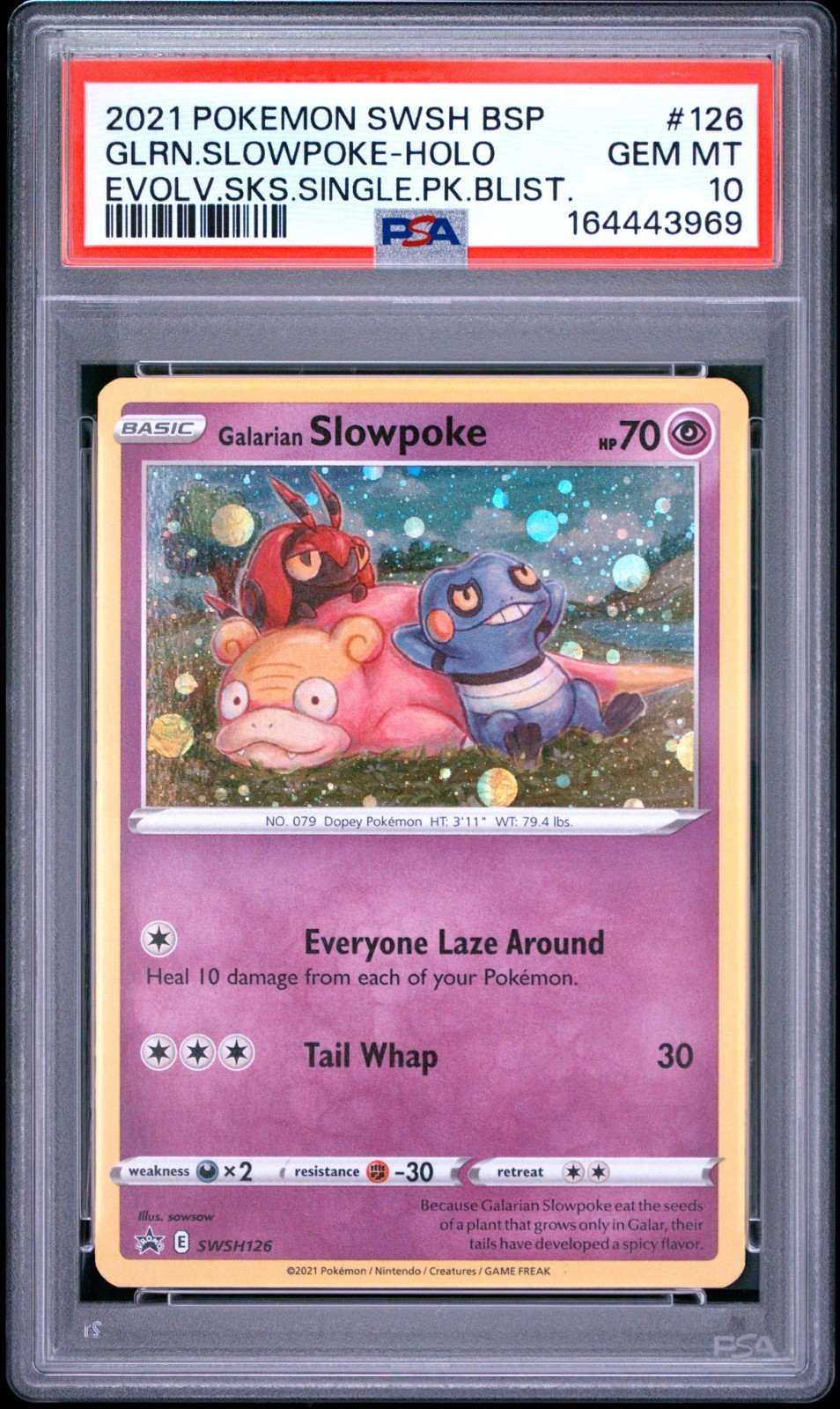 2021 POKEMON SWSH BLACK STAR PROMO #126 GLRN.SLOWPOKE EVOLV.SKS BLISTER PSA 10