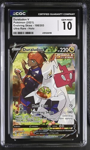 ✨✨ CGC 10 ENGLISH Duraludon V Alternate Full Art 198/203 Evolving Skies Pokemon