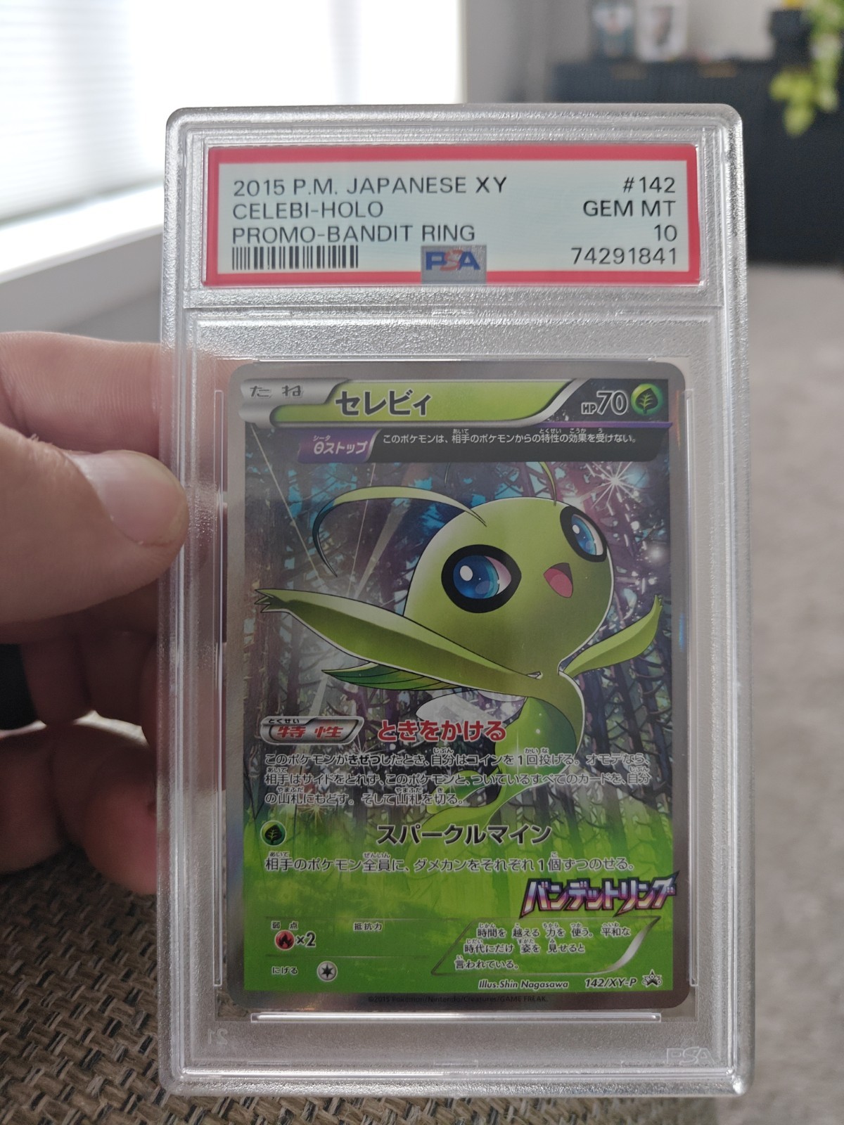 2015 Pokemon XY Promo Bandit Ring #142 Celebi-Holo PSA 10 Gem Mint Japanese