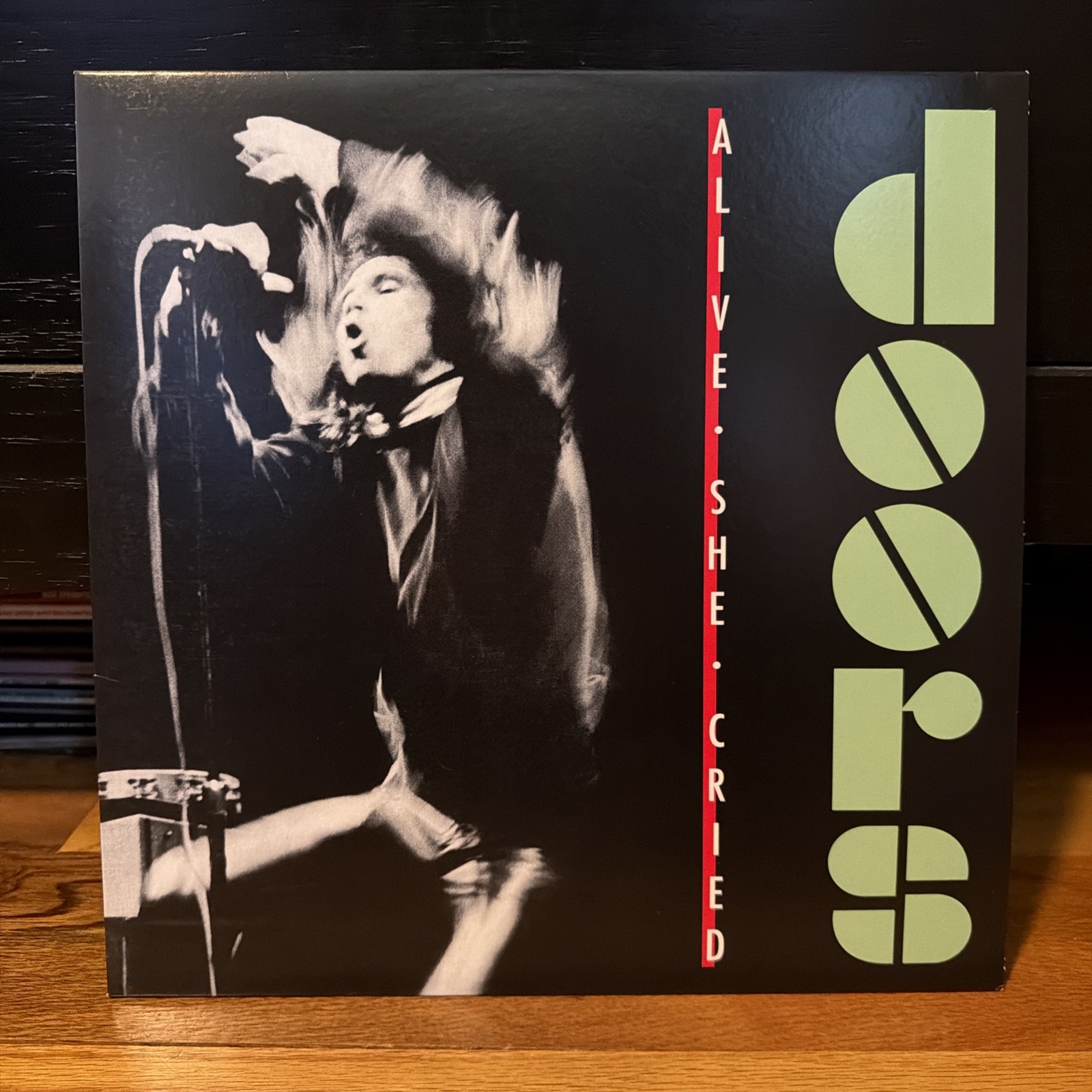 The Doors ALIVE SHE CRIED 1983 GREEN COLOR VINYL LP RECORD Reissue Unsealed