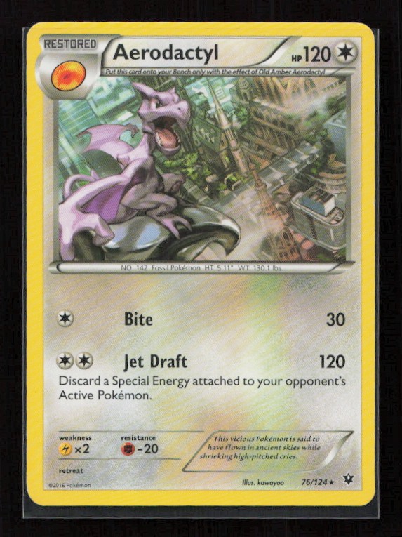 Aerodactyl 76/124 Raro Destino Collide Pokemon quasi nuovo