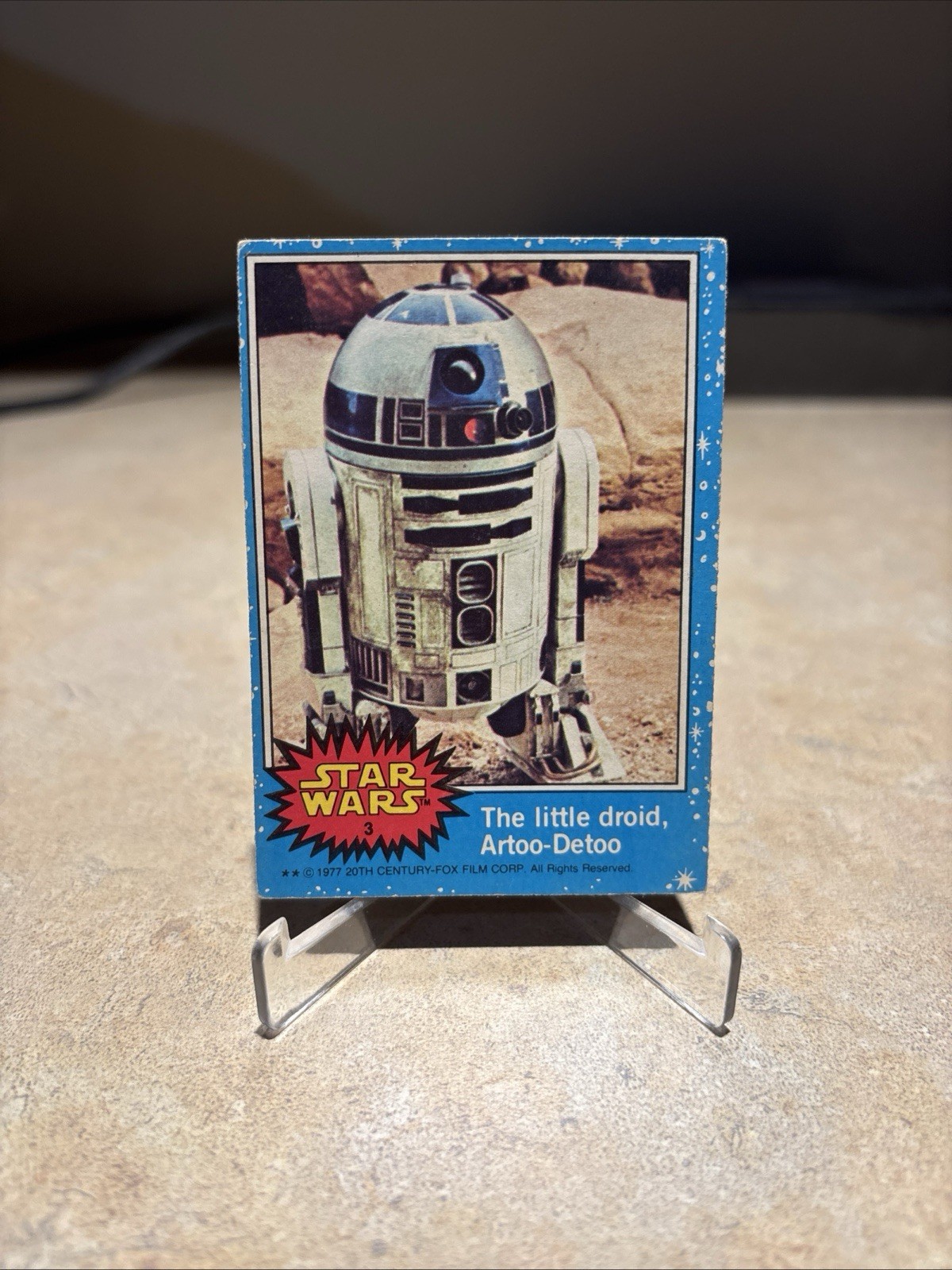ARTOO-DETOO R2-D2 IL PICCOLO DROIDE STAR WARS 1977 SERIE UNA CARTA #3 BLU