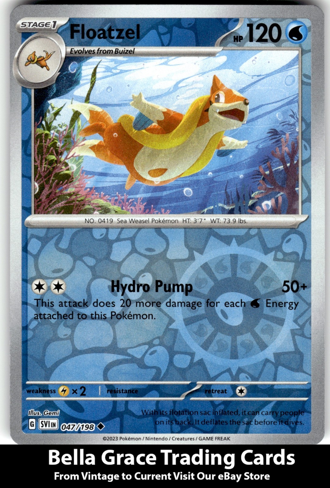 Floatzel #047/198 SV01: Scarlet & Violet Base Set Pokemon Uncommon Reverse Holo