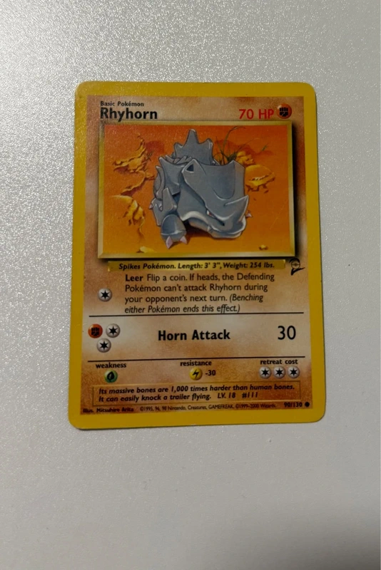 Alte Pokemonkarte Rhyhorn 90/130