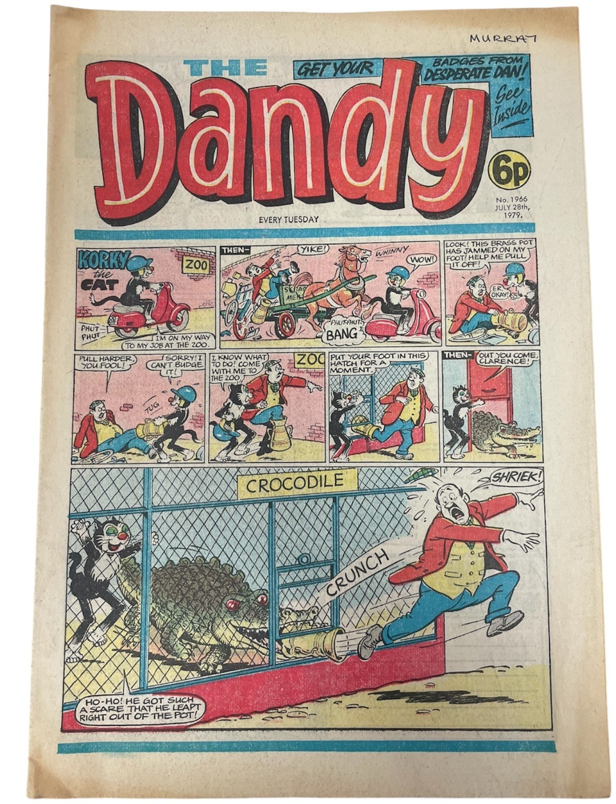 Vintage 1979 The Dandy Weekly Comic Issue No. 1966 July 28th 1979 Ex Shop Stock
