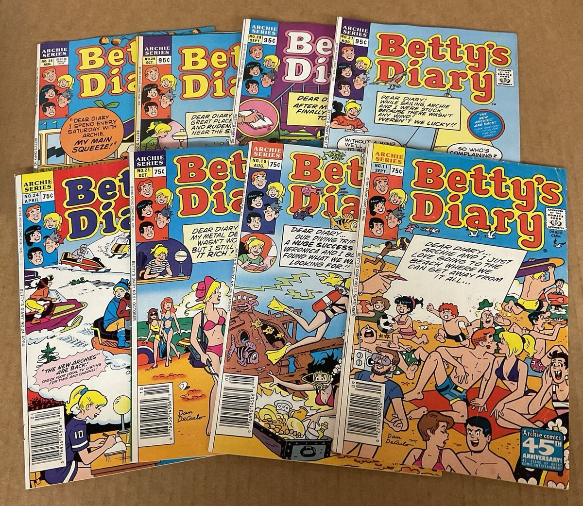 LOTTO FUMETTI BETTY’S DIARY (1988-90) Archie; #11 19 21 24 27 28 29 35; Ottimo