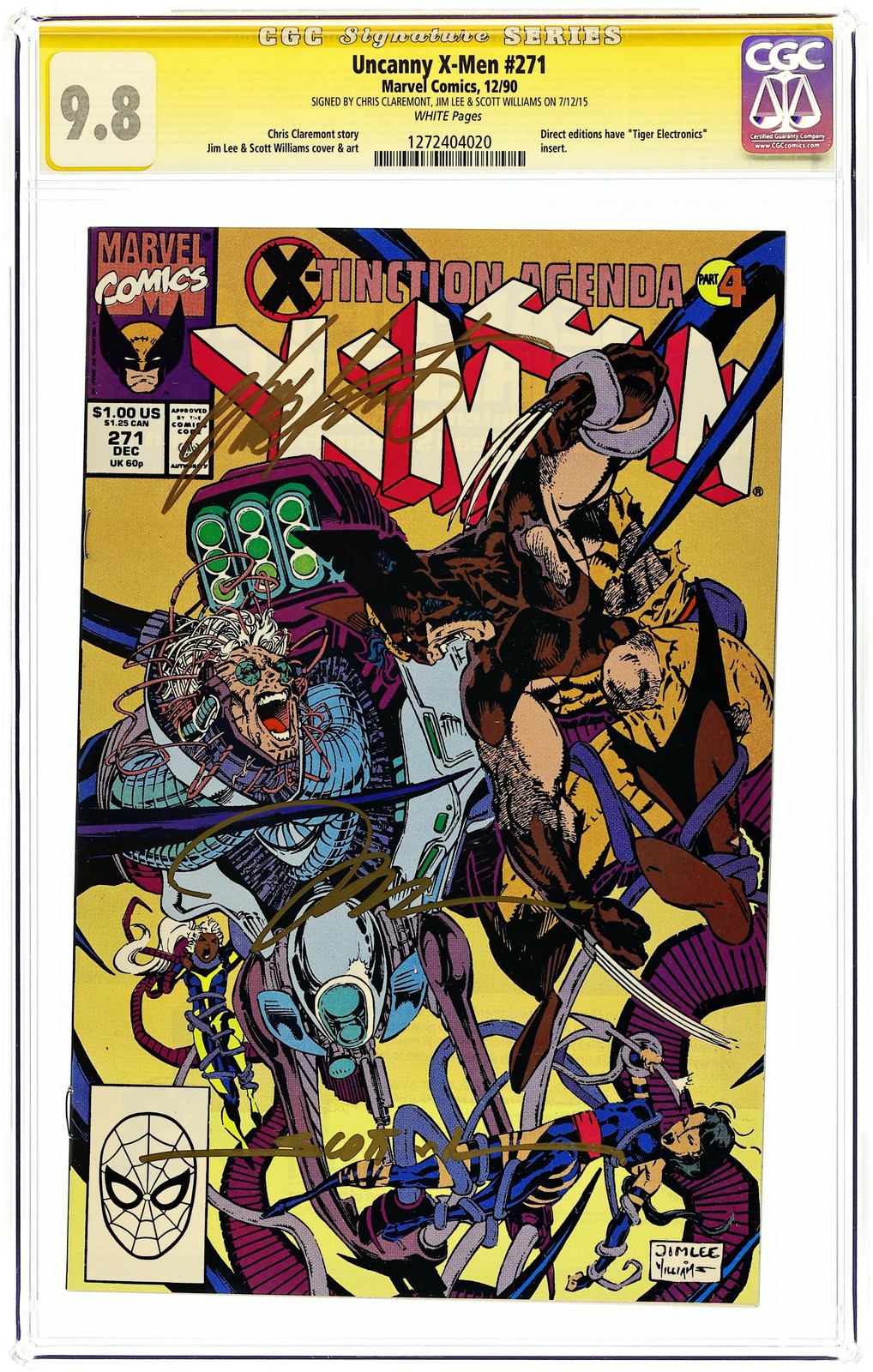 Uncanny X-Men #271D CGC 9.8 SS Claremont/ Lee/ Williams 1990 1272404020